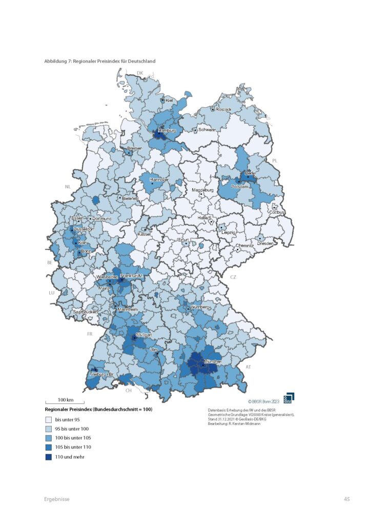 Deutschlandkarte mit Informationen zu Preisindex.